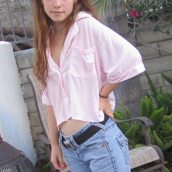 pink sheer button-up Erica James - Picture 4 of 4